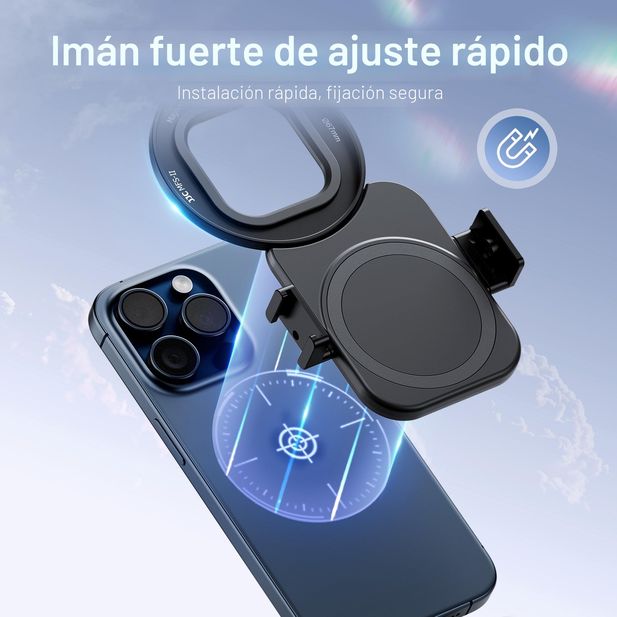 JJC Adaptador magnético de Filtro de teléfono para iPhone 17, 17 Pro MAX/Pro/Plus, 16, 16 Pro MAX/Pro/Plus, 15, 15 Pro MAX/Pro/Plus, 14, 14 Pro MAX/Pro/Plus - Montaje de Filtro de 67 mm | Para 16/15/14 Pro Max, 16/15/14 Pro, 16/15/14 Plus, 16/15/14 - Tríp