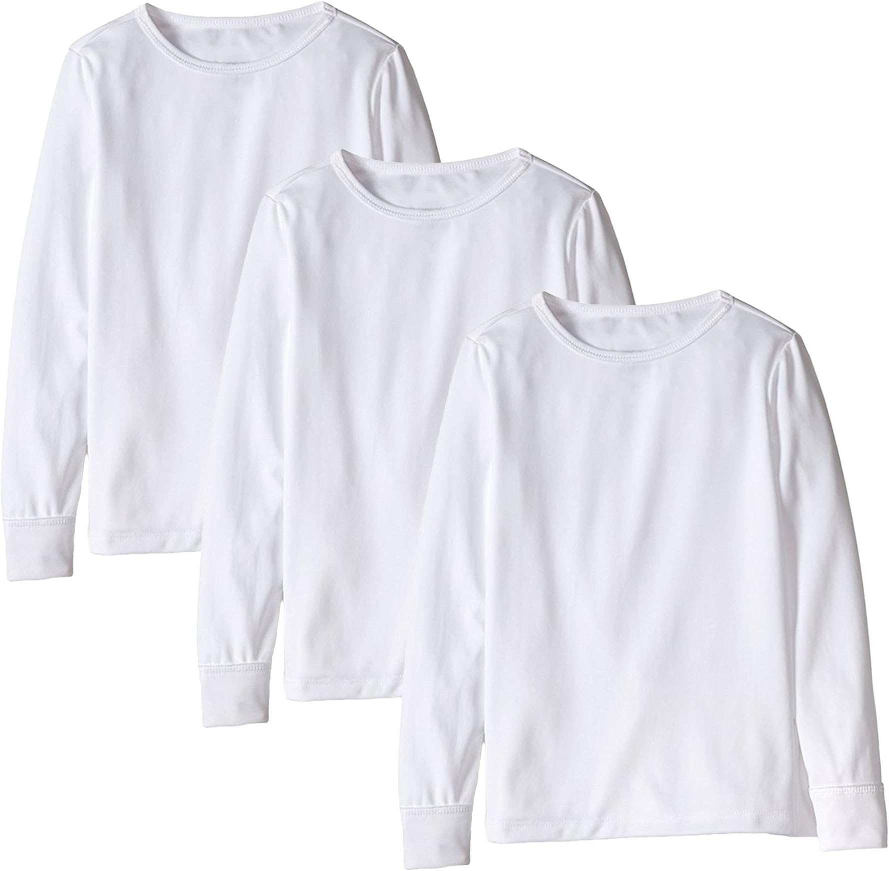 Girls Thermal Underwear Base Layer Long Sleeve Crew Top Shirts - 3 Pack (3 Pack White, 14/16)