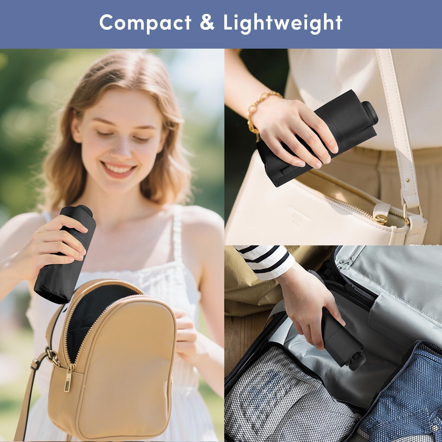 LEAGERA UPF 50+ Mini Umbrella for Travel - Compact Folding Sun Umbrella for Walking Summer Lightweight Purse Small Umbrellas for Women Girls - Image 2