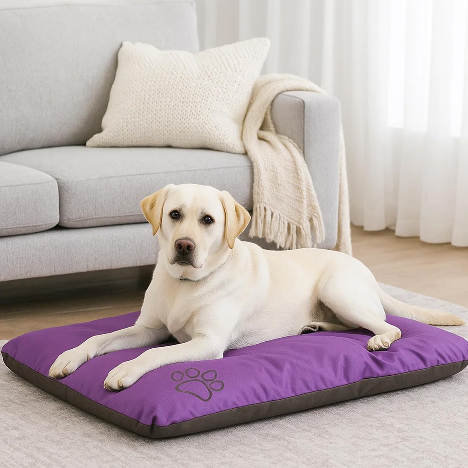 ECO Hundematratze, Hundebett für Kleine, Mittlere, Große Hunde - wetterfestes Hundekissen, kuscheliges Schaum Tierbett, Outdoor & Robustes Hundematte - 115x80x12 cm Lila