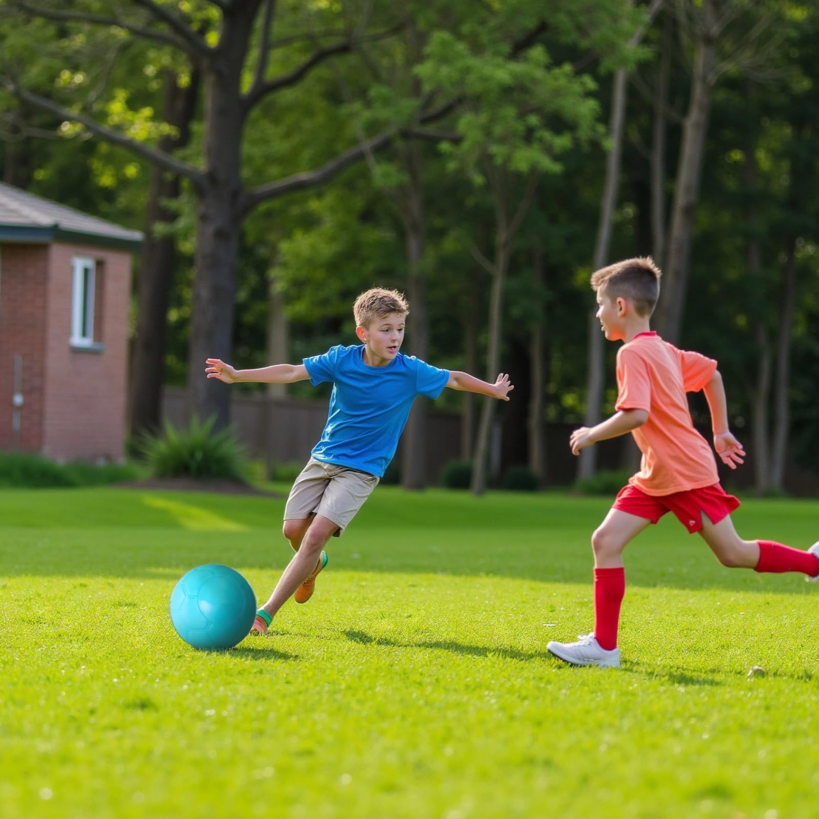 Balón de fútbol, entrenamiento sin bomba y pelota de juego para jóvenes y adultos, azul claro, 8.2 pulgadas (20.7 cm), construcción exterior resistente, camino de vuelo estable, hecho para practicar y