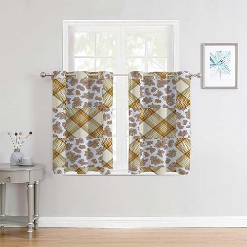 Cortinas cortas para ventana, decoración de casa de campo, con ojales, para puertas de patio, cortinas para Ventanas de Cuarto de 63 pulgadas de