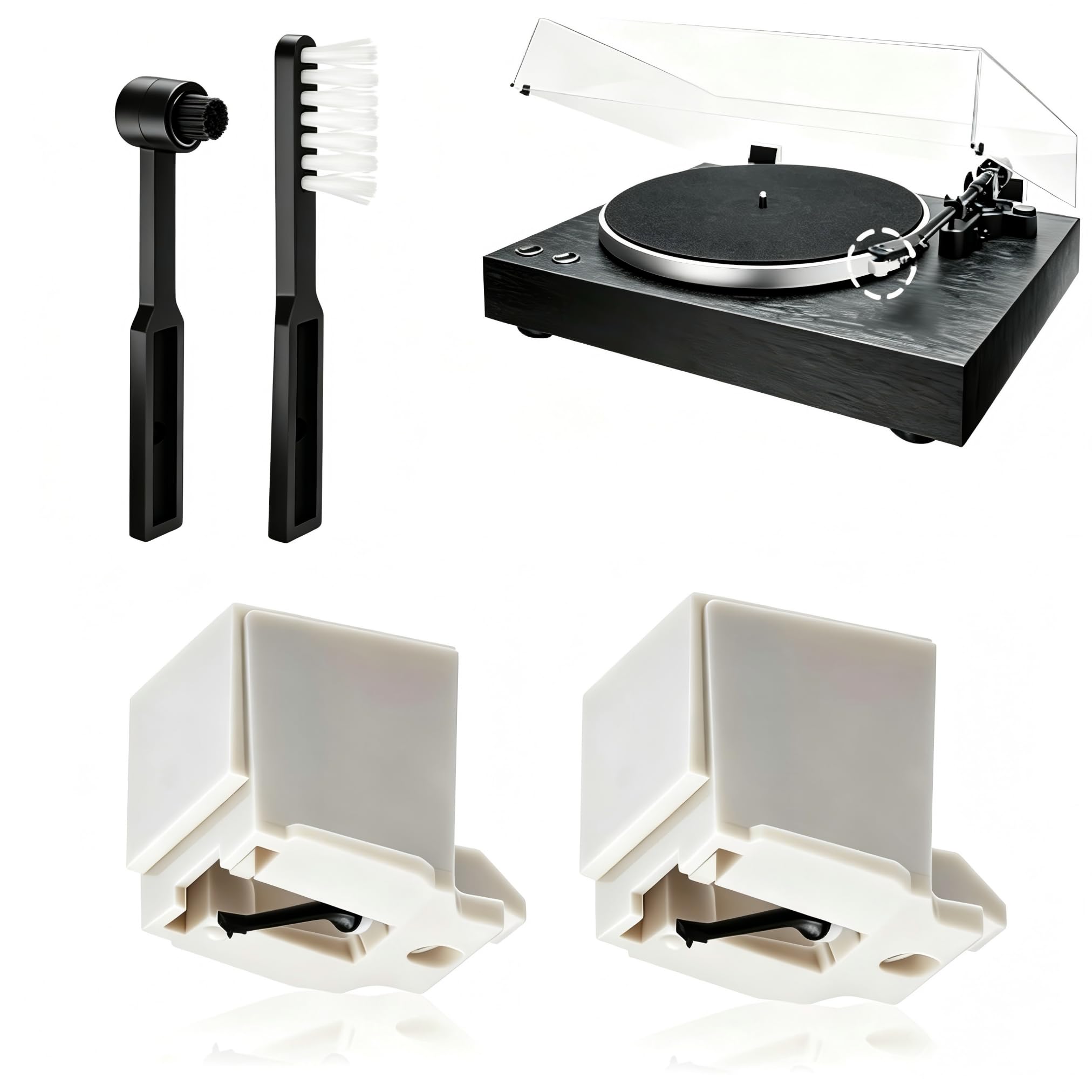 2 Pack ATN3600L-ATN3600LC Diamond Record Player Needles, Needles Replacement Stylus with Brush, Compatible with Audio-Technica AT-LP60, AT-LP60X, AT-LP60XBT, and Crosley Multiple Models