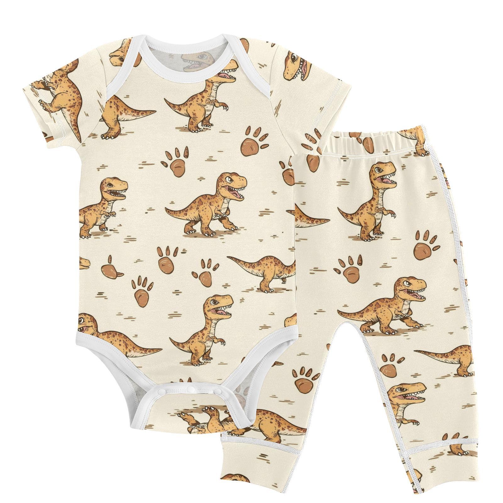 vvfelixl Baby Layette Sets,Cartoon Dinosaurs Baby Bodysuits Set Unisex Short Sleeve Babys Pants Sets 6-9M