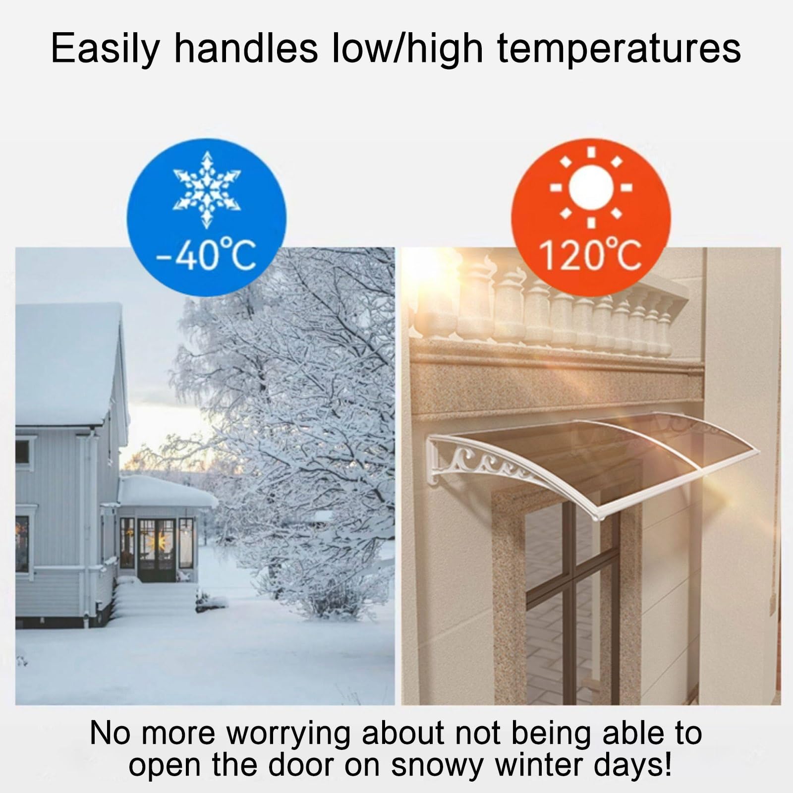 Zadaszenie na drzwi z poliwęglanu o grubości 3,5 mm na zewnątrz, na taras, na dach, ciche schronienie przed deszczem, ochrona przed słońcem (ciemnoszary, 60 x 200 cm)
