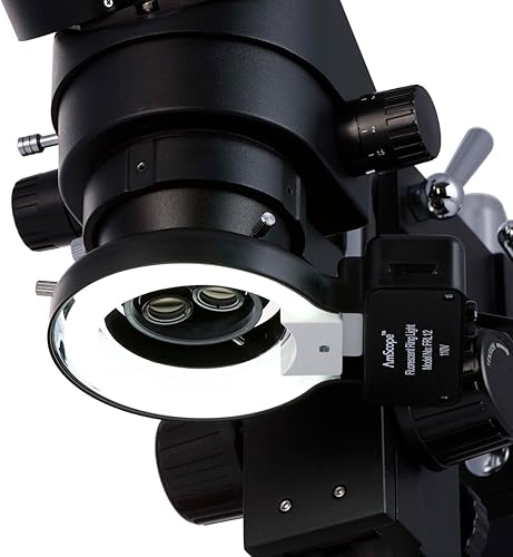 Miniatura 4 de AmScope SM-4TZ-FRL-MB Microscopio Digital Profesional Trinocular Estéreo Zoom, WH10x Oculares, Aumento 3.5X-90X, Objetivo de Zoom 0.7X-4.5X, Anillo