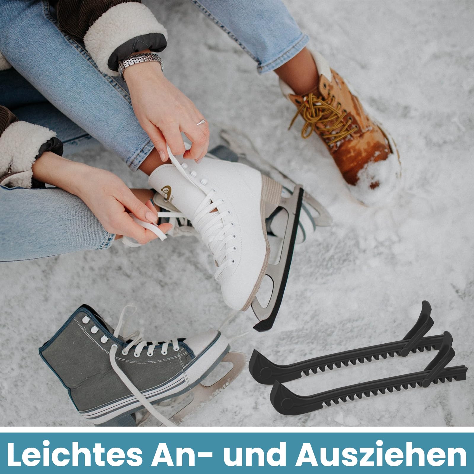 1 par de protectores de patinaje artístico, protectores ajustables para patines de hockey sobre hielo, accesorios de protección para patines para niños y adultos (oscuro)
