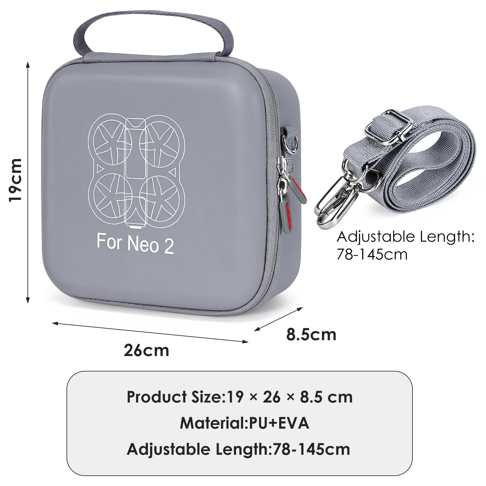 Borsa porta drone per DJI Neo 2, custodia rigida impermeabile per DJI Neo 2, borsa da viaggio in PU portatile e compatta con tracolla