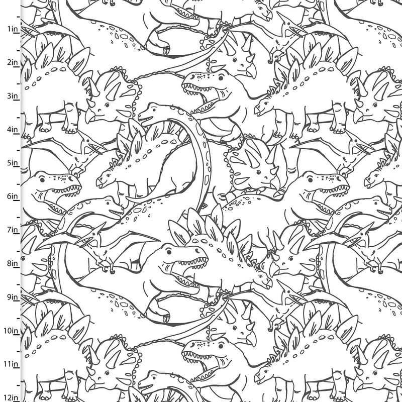 3 Wishes 100% Cotton Totally ROARsome by Josh Rey 112cm Wide Premium Cotton Flannel Ideal for Crafting and Quilting (Outlines, Sold by The Metre)