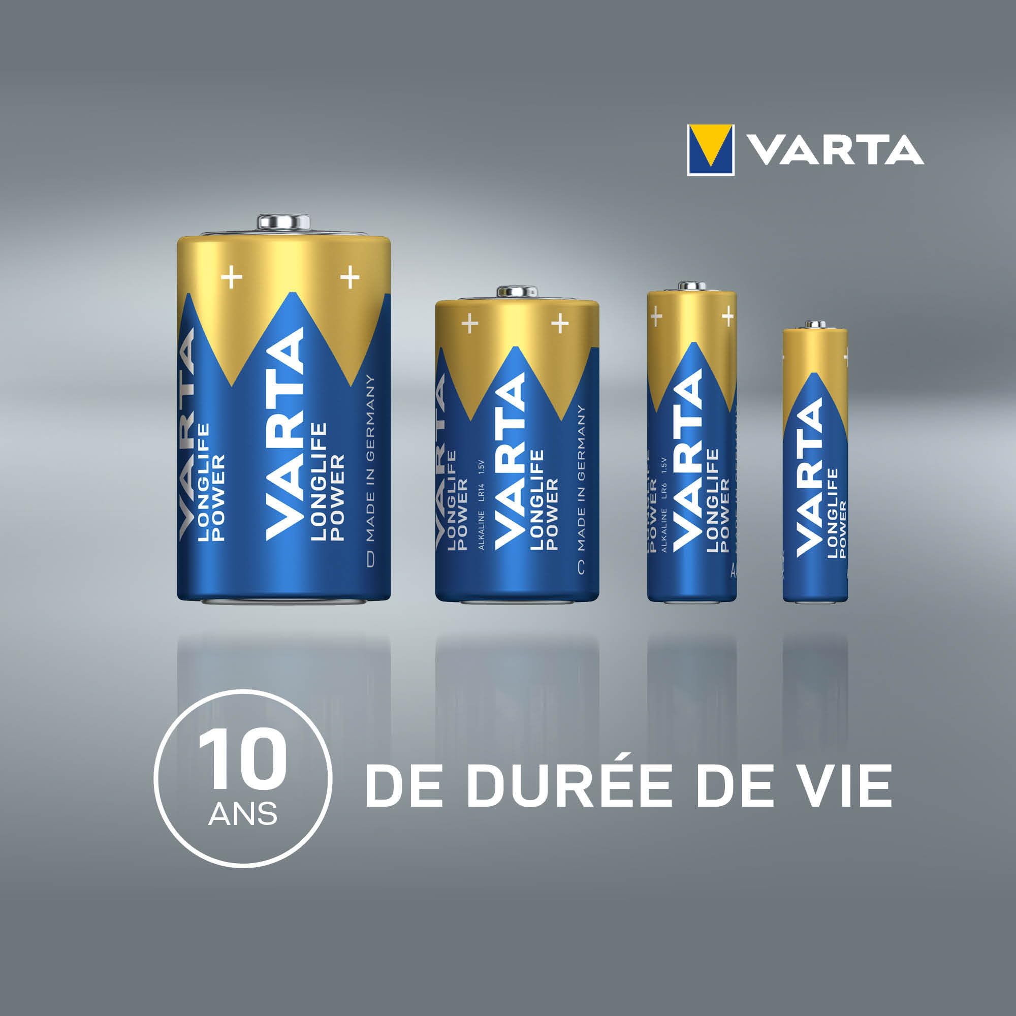 VARTA Piles AAA Longlife Power Alcalines 1,5V Lot de 20 Emballage Recyclé Made in Germany