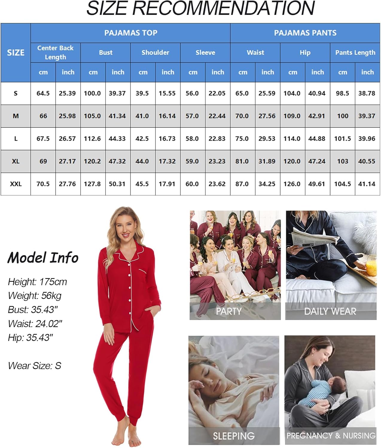 SWOMOG Womens Pajamas Set Long Sleeve Sleepwear Button Down Nightwear Soft Joggers PJs Sets with Pockets Lounge Sets - Image 8