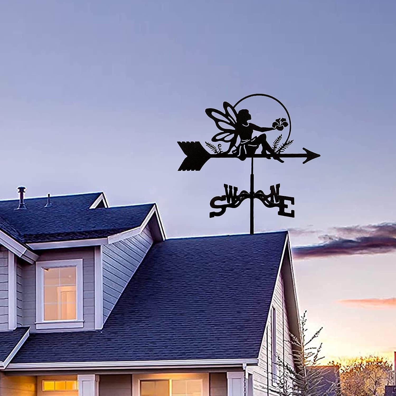 Weathervane,Metal Weathervane Outdoor Roof Garden Mount Yard Decor Weather Vane for Outdoor Farm Yard Wind Direction Indicator