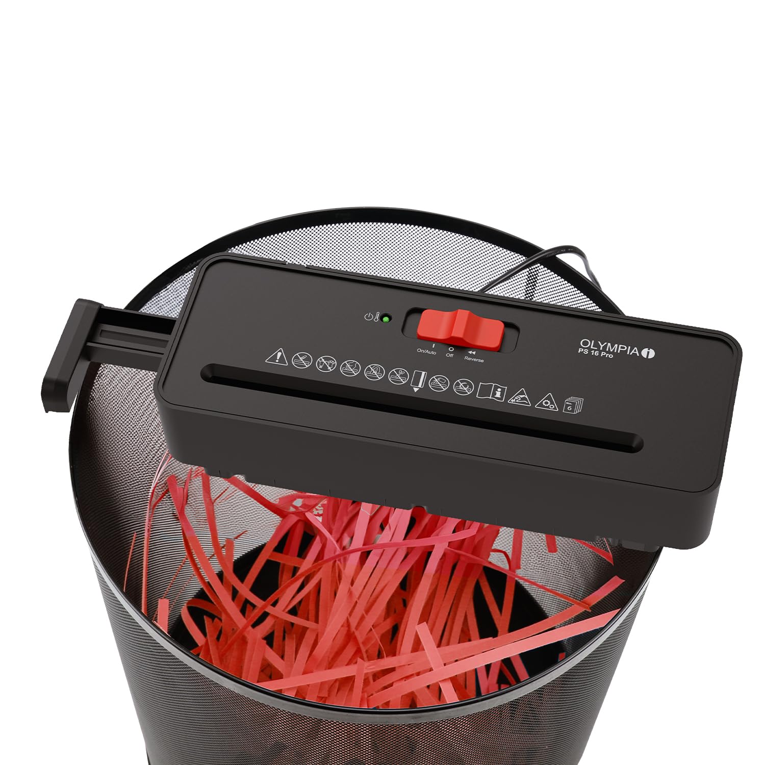 OLYMPIA PS 16 Pro trituratore documenti nero | Trituratore di carta compatto per la casa | Trituratore a strisce | Shredder carta | dispositivo di triturazione carta