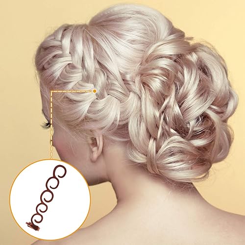 Miniatura 6 de WILLBOND 14 piezas de herramientas de trenzado de cabello, kit de accesorios de peinado con mini bandas de goma para cabello francés, herramienta de