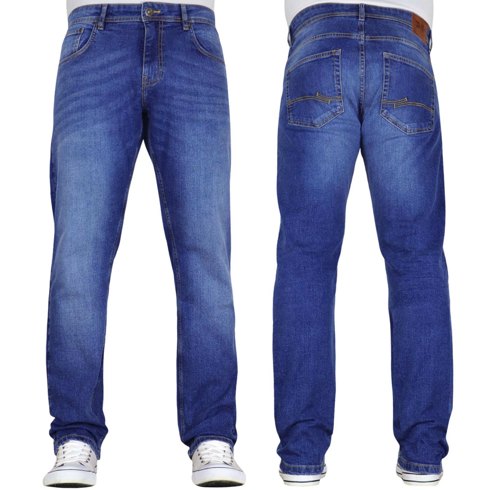 Crosshatch Men's Mid Wash Straight Leg Stretch Classic Regular Fit Essentials Denim Jeans By Jeanbase 32W X 30L