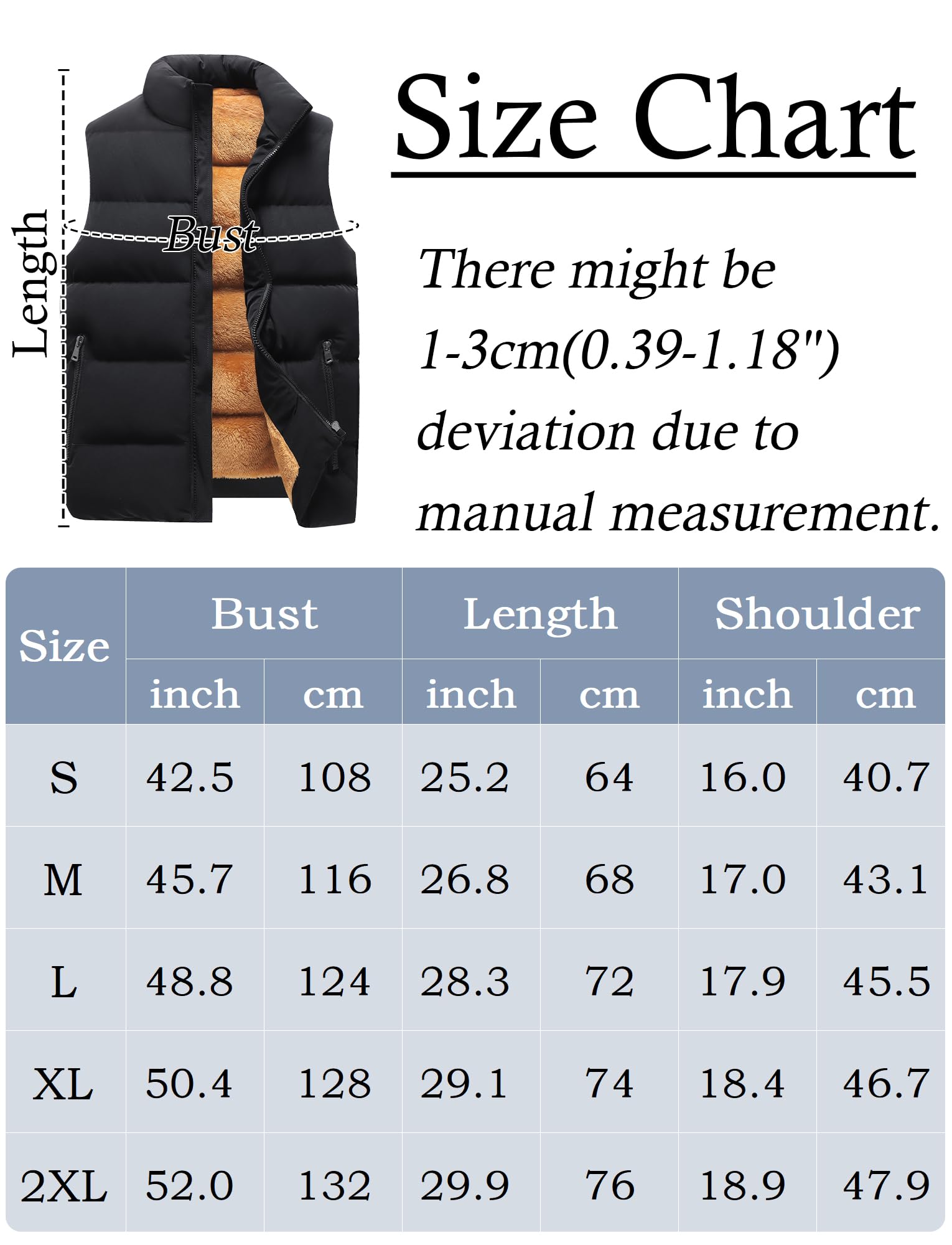 AIEOE - Chaleco Hombre Invierno Abrigo sin Mangas Chalecos Acolchados Chaqueta Hombres Primavera Otoño para Deportes Al Aire Libre - S-2XL