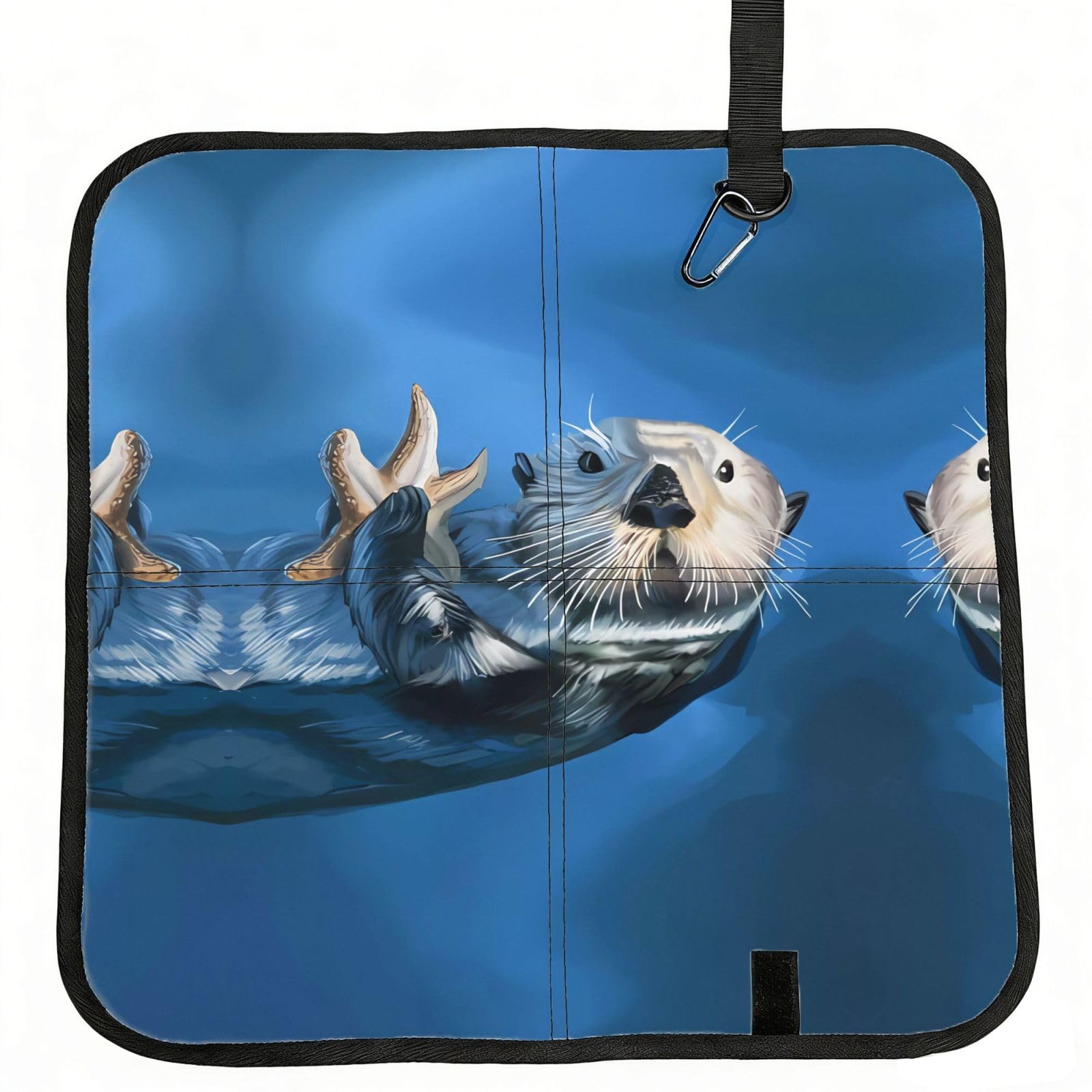 WBQLSL Sea Otter Foldable Seat Cushion - Portable Stadium Pad with Carabiner for Camping Hiking Picnic Beach