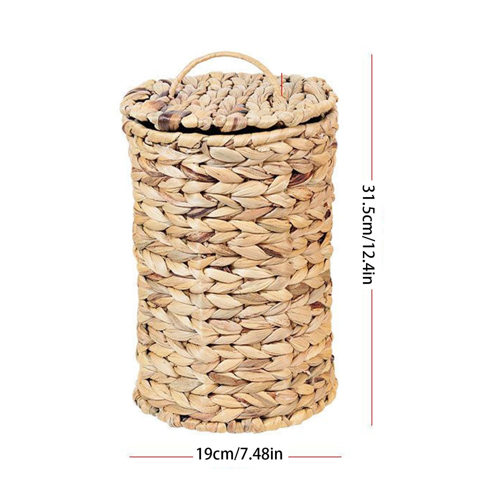 Pattumiera Intrecciata, Elegante Organizzatore, 31,5x19 Cm, Decorazione Rustica Per La Casa Con Di, Pattumiera Decorativa Con Coperchio, Facile Da Usare, Per Cucina, Camera Da L