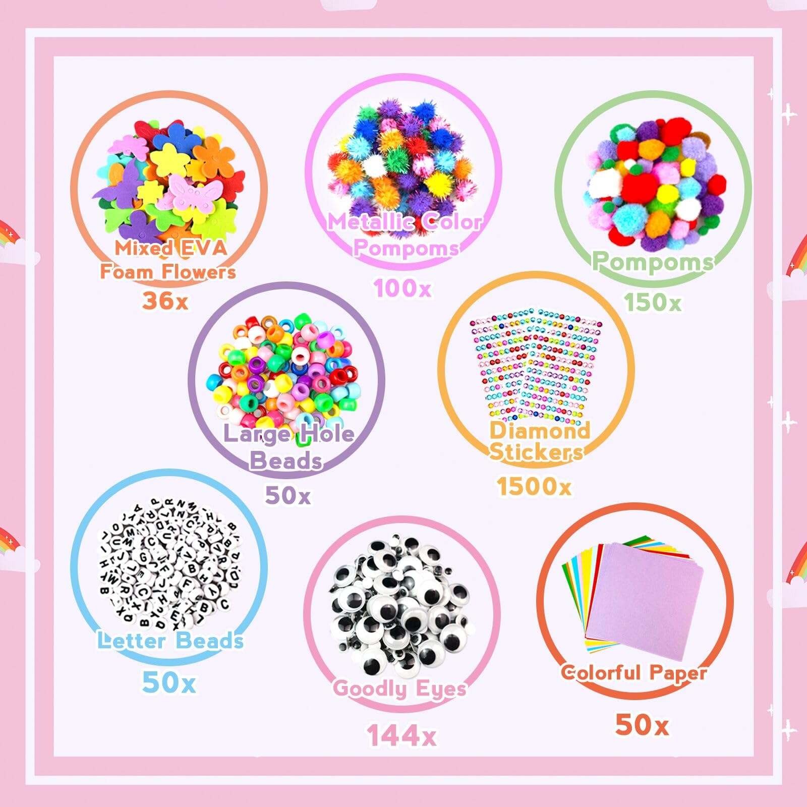 3000 Pezzi Lavoretti Creativi per Bambini, DIY Art Craft Set Scovolini Colorati per Lavoretti, Mestiere Fai da Te Decorazioni, Kit Creativo Giochi Giocattoli Regali Ragazze e Ragazzi 4-8, 8-12 Anni