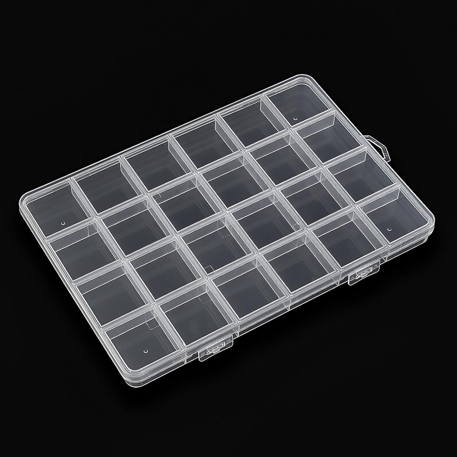 1Pc 24 Grids Plastic Bead Organizer Largre Clear Jewelry Storage Box with Fixed Dividers Small Parts Compartment Organizer