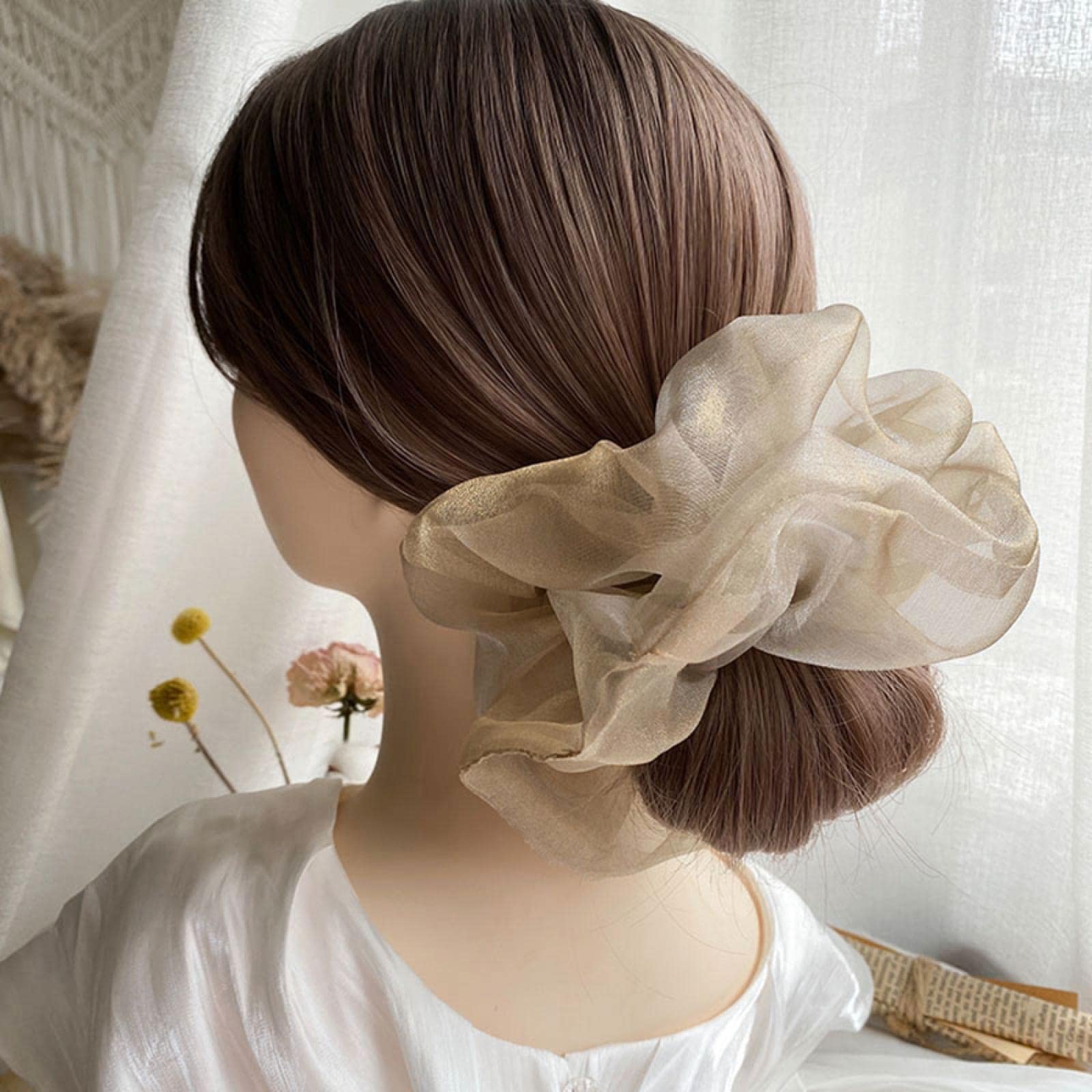 Akcesoria do włosów przędza netto Scrunchie gumki do włosów w jednolitym kolorze dla kobiet elastyczna gumka do włosów dziewczyny kucyk Holder proste akcesoria do włosów (C)