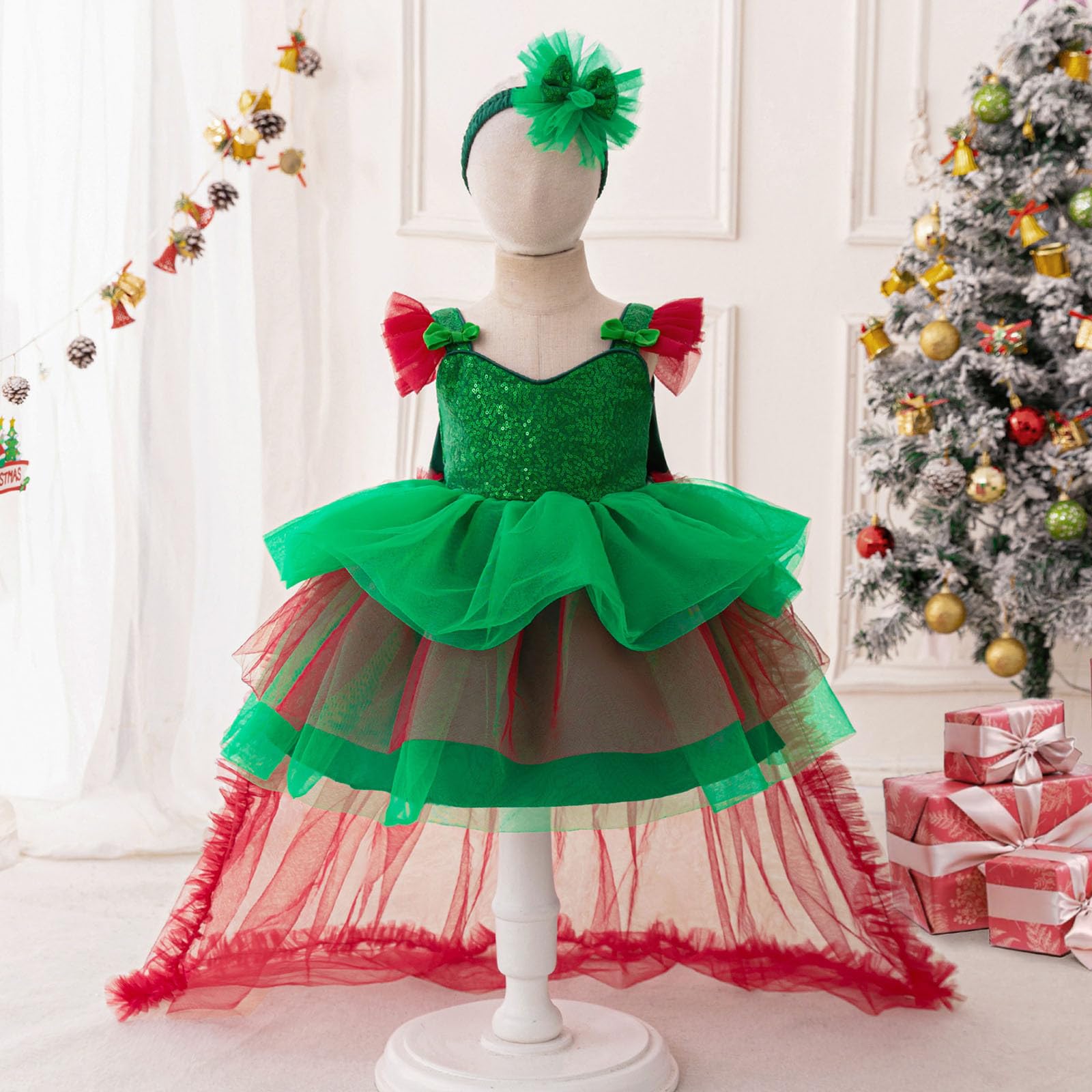 Vestiti di Natale Bambina, Vestito da Bambina per Natale,Festa,Ballo,Costume,Principessa,Spettacolo,Vestito da Bambina