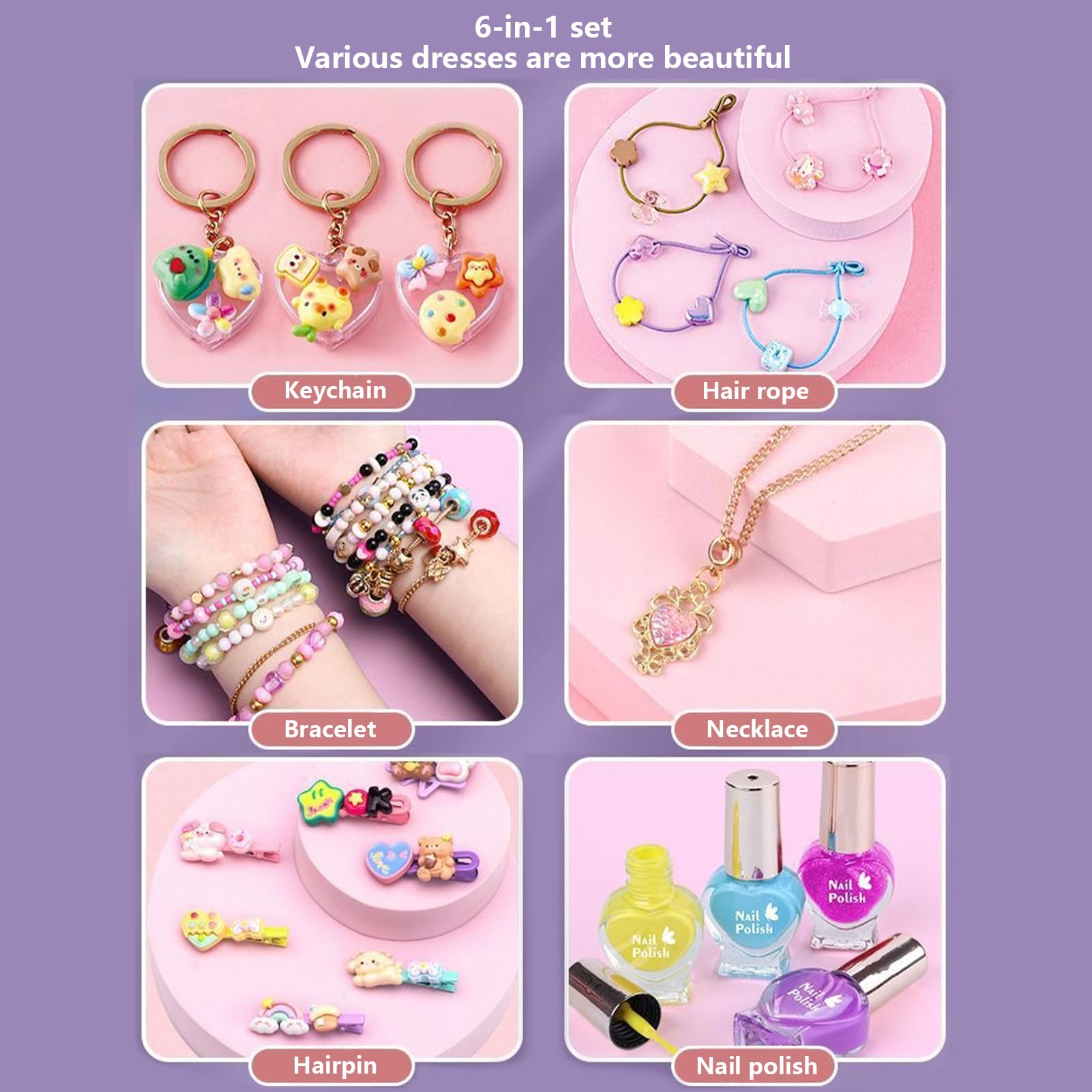 Kit Creazione Gioielli Attività Creativa Interattiva per Imparare | Set Gioielli per Bambine con Clip per Capelli per in Famiglia Scuola Viaggi Campeggio Festa