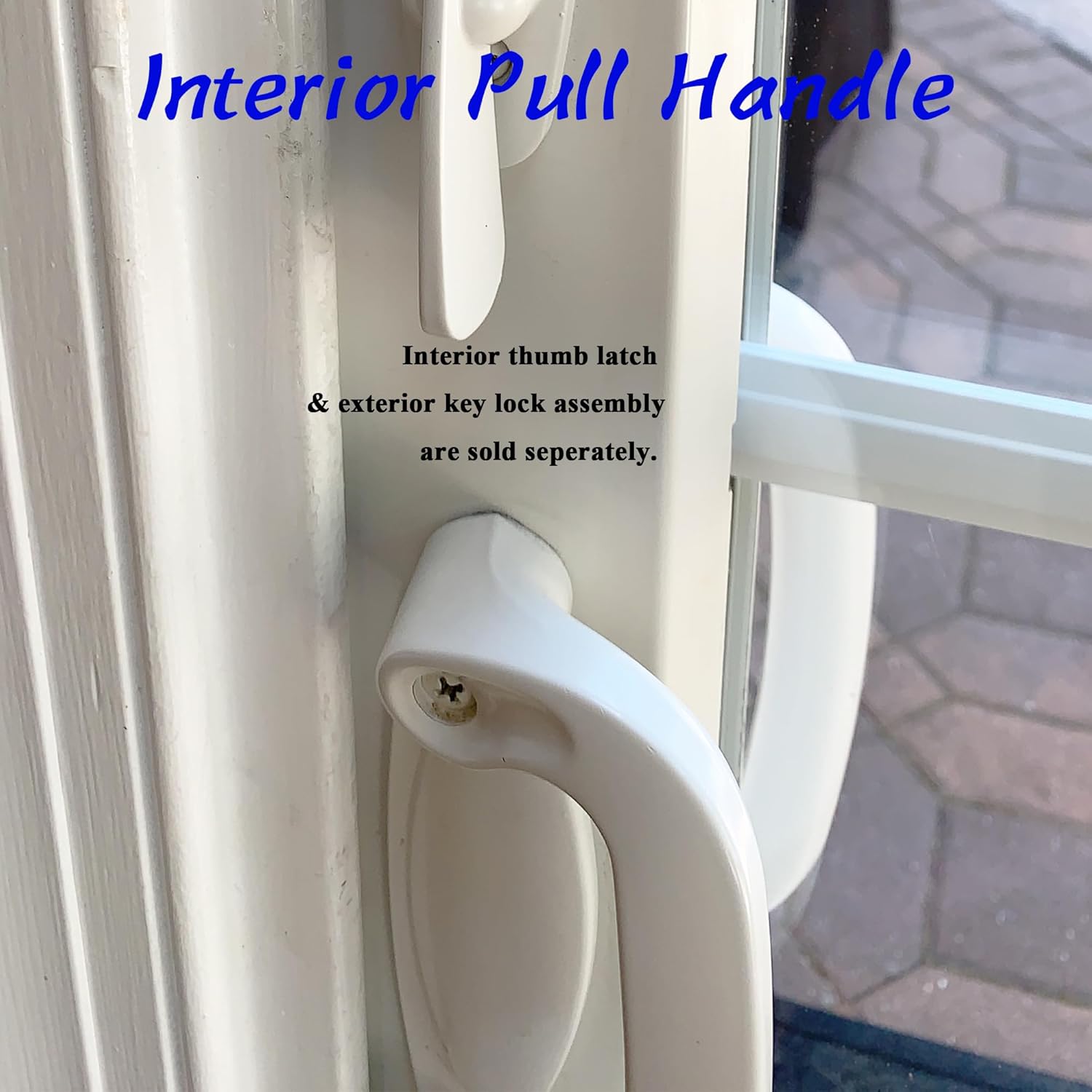 Gliding Patio Door Dummy Pull Handles Compatible with Andersen Tribeca Style OEM Part #2562033, 2573602 & #2573604, 5-1/2" Hole Centers, Non-Handed, White Diecast