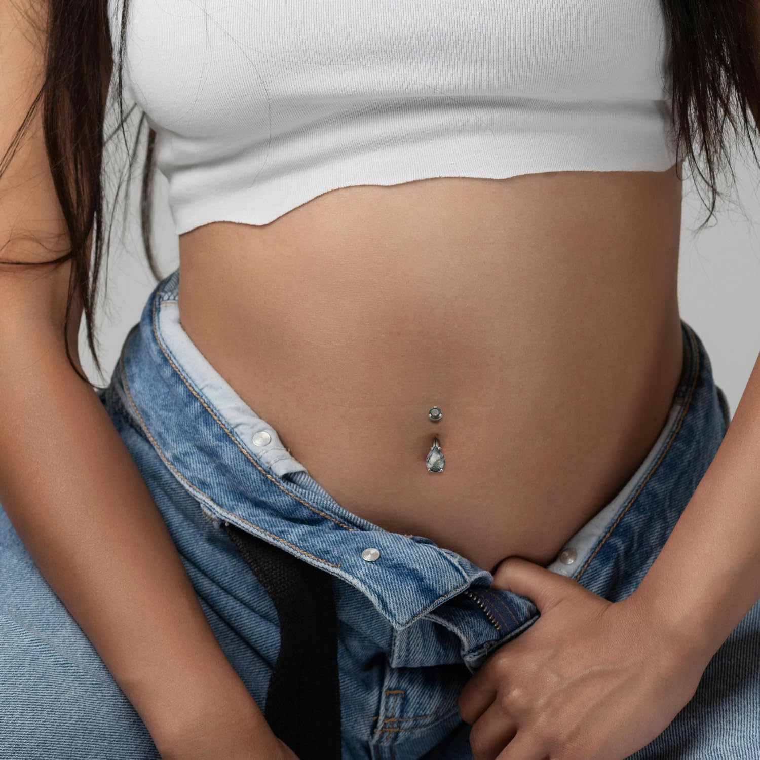 GAGABODY G23 Titanium Belly Button Belly Button Rings 14G Water Drop Shape Belly Ring 10mm Navel Rings 14G Belly Piercing Internally Threaded Barbell Silver 10mm Belly Piercing Jewelry - Image 5