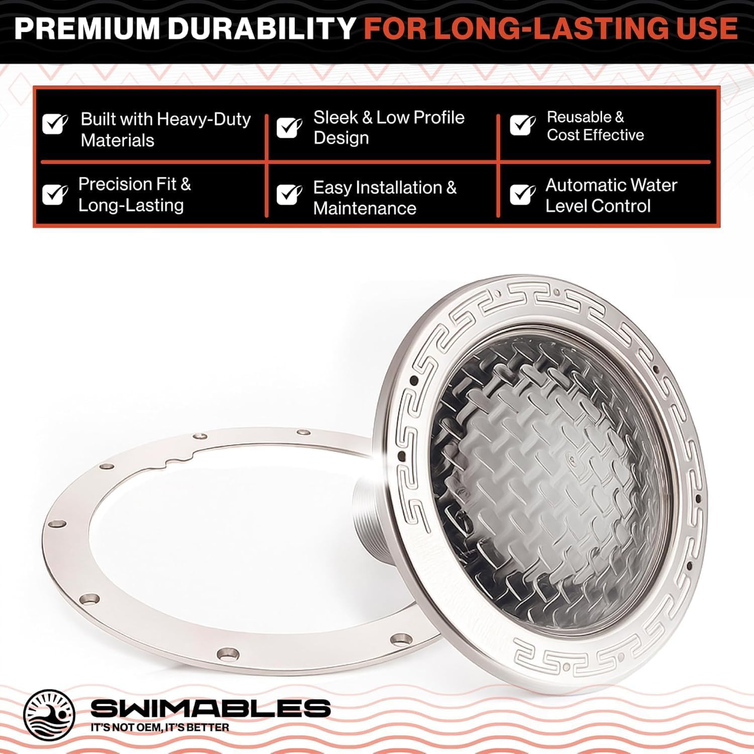 Swimables 79200200 10-Hole Standard Liner Sealing Ring – Replacement Gasket Fit for Pentair Large Stainless Steel Niches, Compatible with 10" Inground Pool Lights – Durable Pool Light Ring Replacement