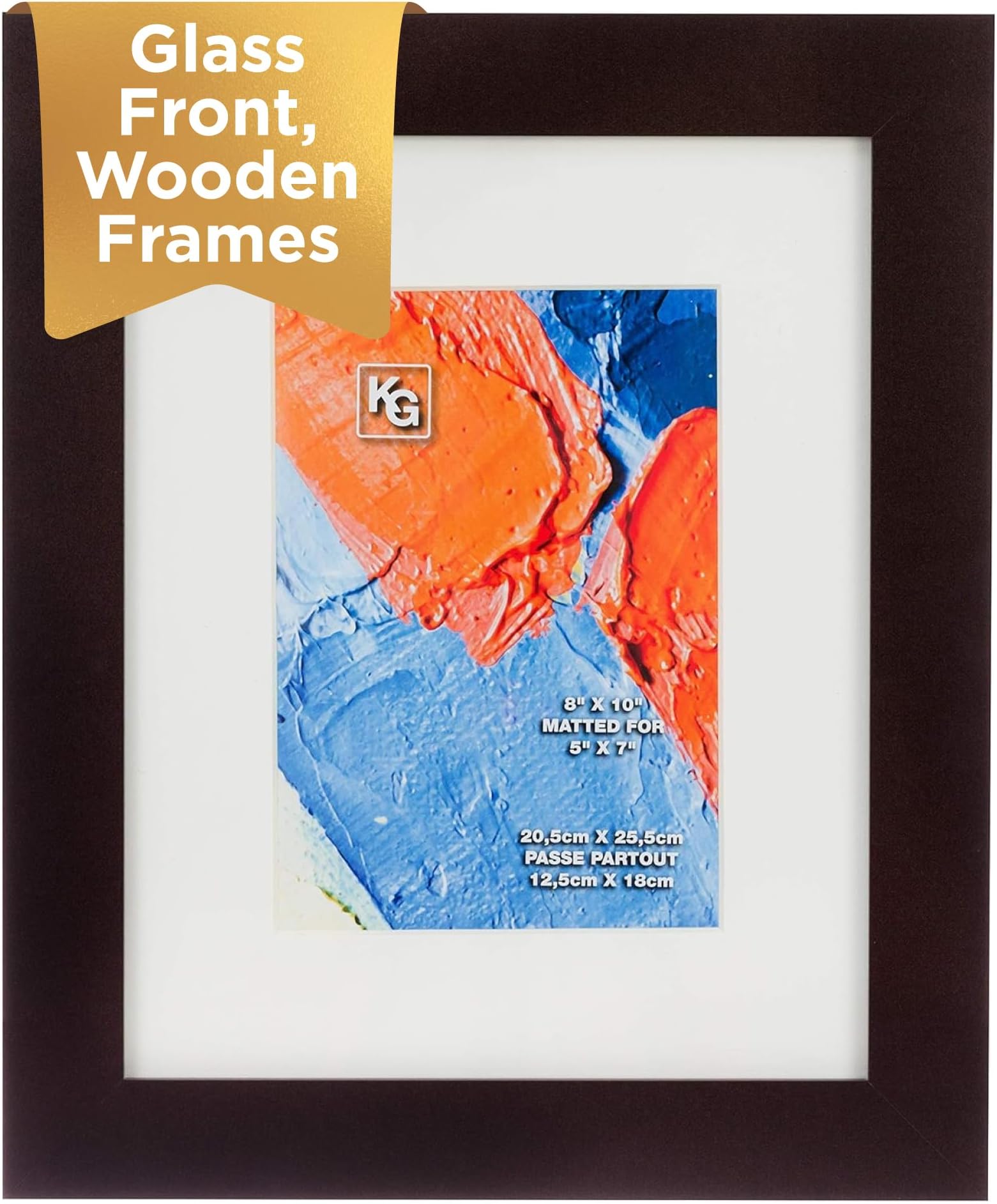 Kiera Grace Matted Classic Langford Picture Frame, 8" x 10", Dark Brown