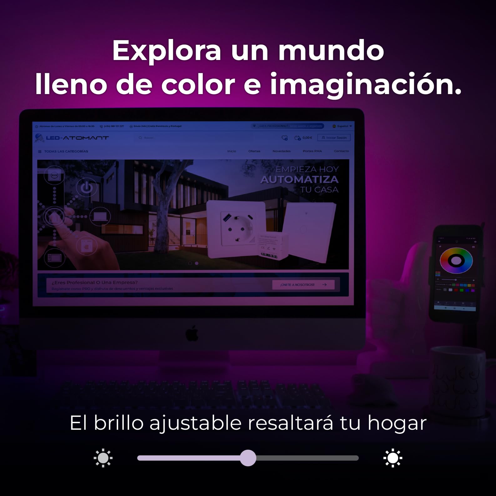 LED ATOMANT 5x Rollo 5m de Tira Luz LED Bluetooth RGB 12V APP y Mando | Sincronizacion musical, Modos dinamicos, 16 millones de colores