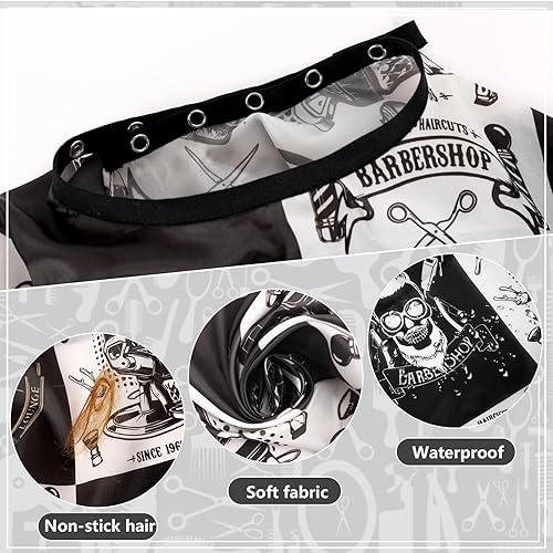 Miniatura 10 de FEBSNOW Kit de capa de corte de cabello, capa de peluquería profesional con cepillo para el cuello para adultos, impermeable, capa de peluquería con