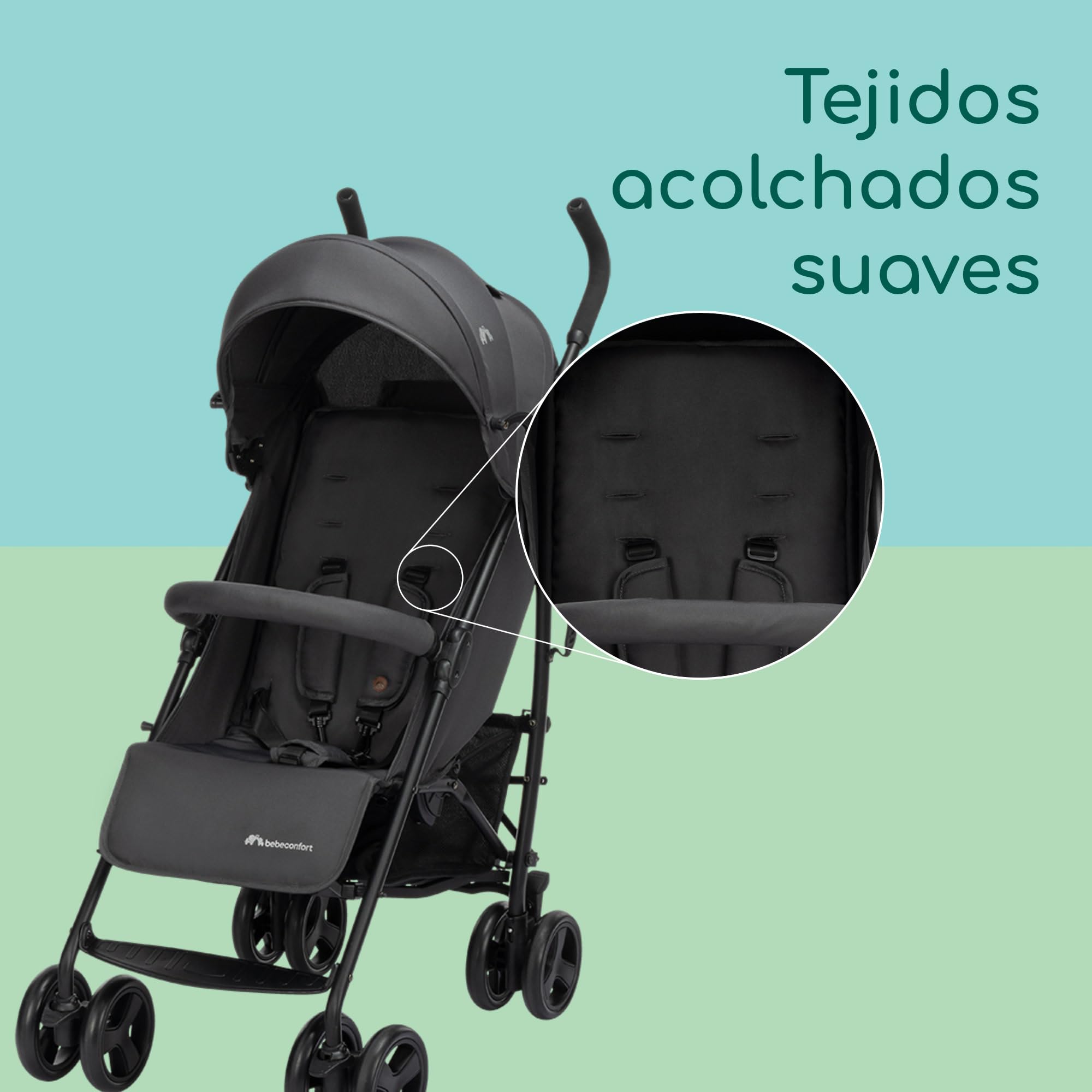 Bebeconfort Dusk, cochecito para bebé, 0-4 años (0-22 kg), cochecito desde el nacimiento, silla paseo compacta y ligera (5,6 kg), tejidos acolchados suaves, plegado compacto, Mineral Graphite