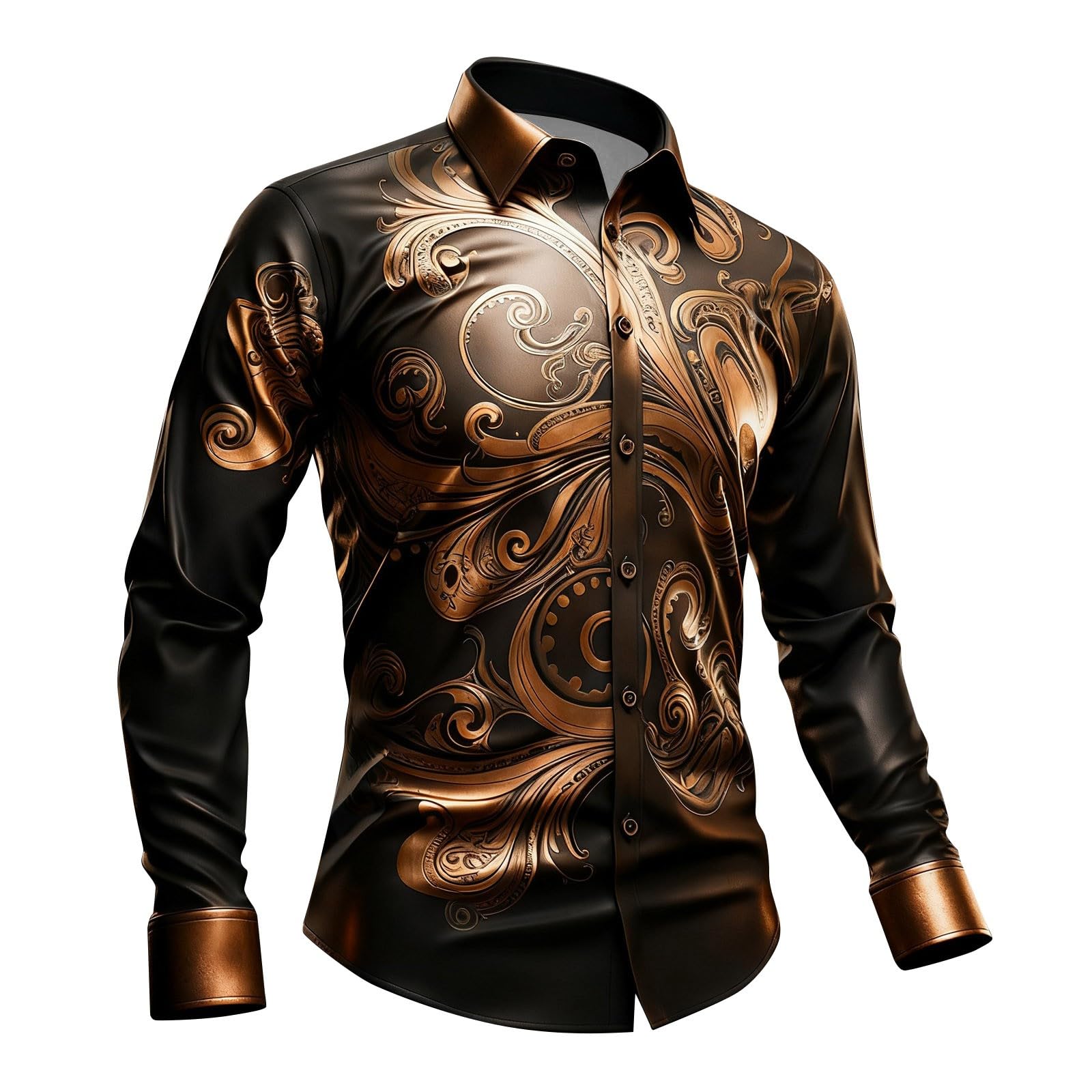 Camisa hawaiana para hombre gótica de manga larga blanca holgada 5