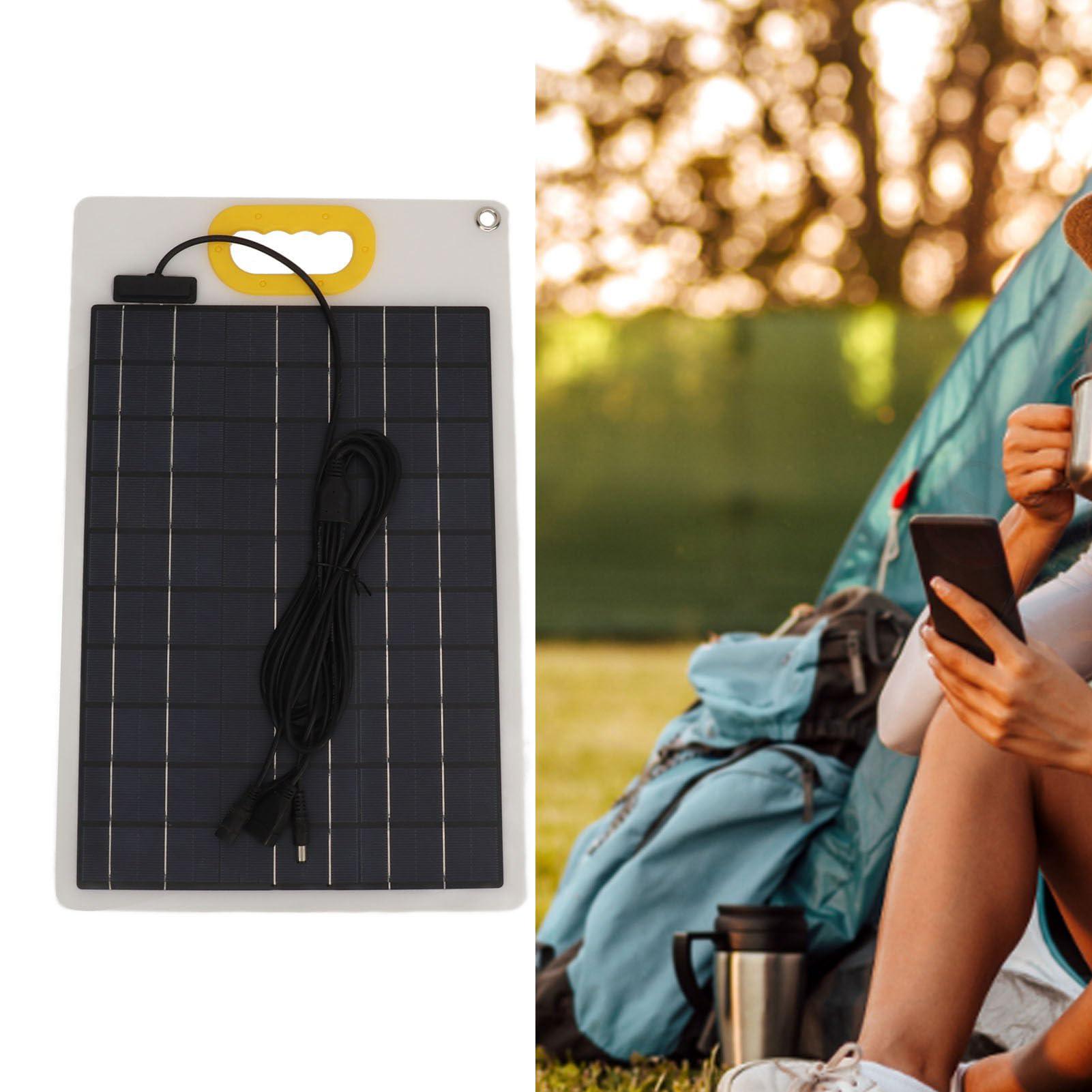 Pannello Solare Portatile da 100 W, Caricabatterie da Pannello Solare da 100 W Efficiente DC 12 V 24 V 5 A per Fotocamere, Escursioni, Telefoni Cellulari, Campeggio