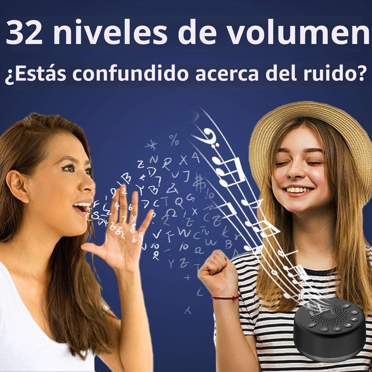Easysleep Máquina de ruido blanco con 25 sonidos relajantes con 32 niveles de volumen, 5 temporizadores, función de memoria para adultos, bebés y niños