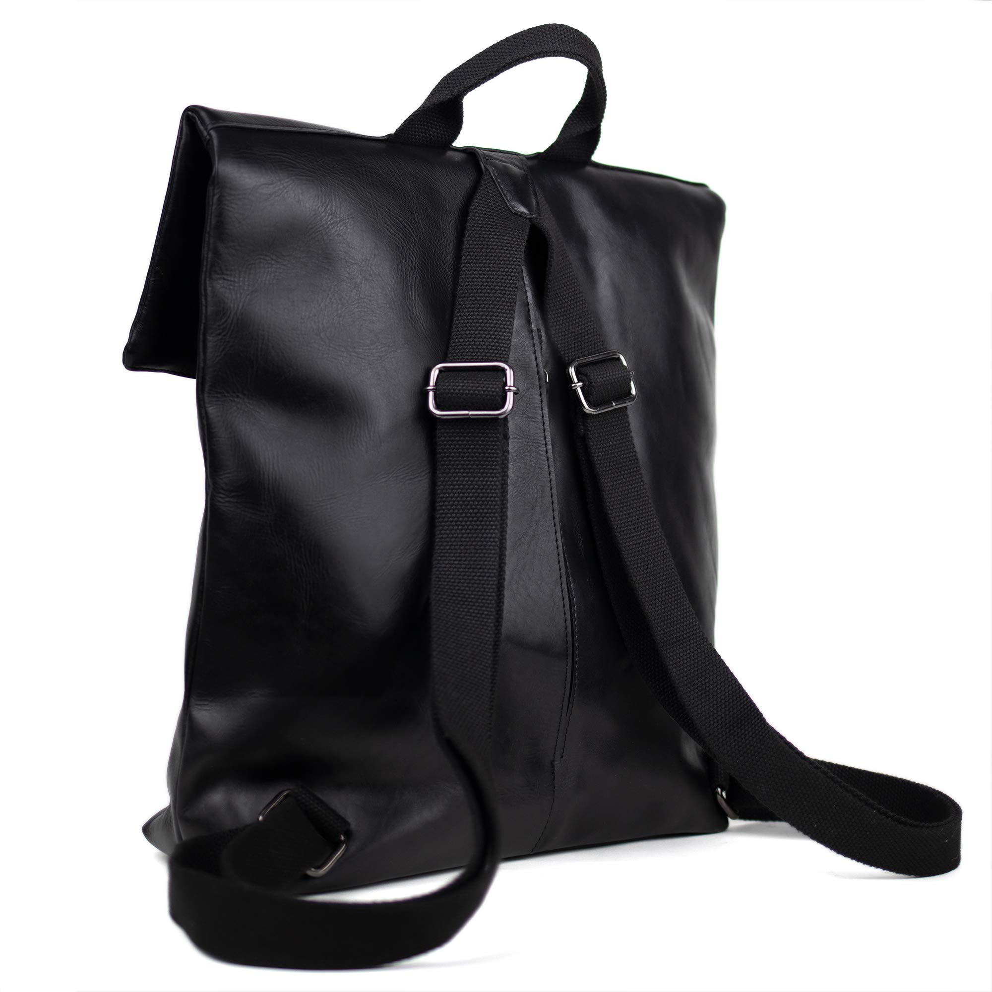 großer Ruckack echt Leder - 15.4 Zoll Laptop Lederrucksack MATS - Rucksack mit Laptop-Fach - Lederrucksack Herren und Damen schwarz handgefertigt