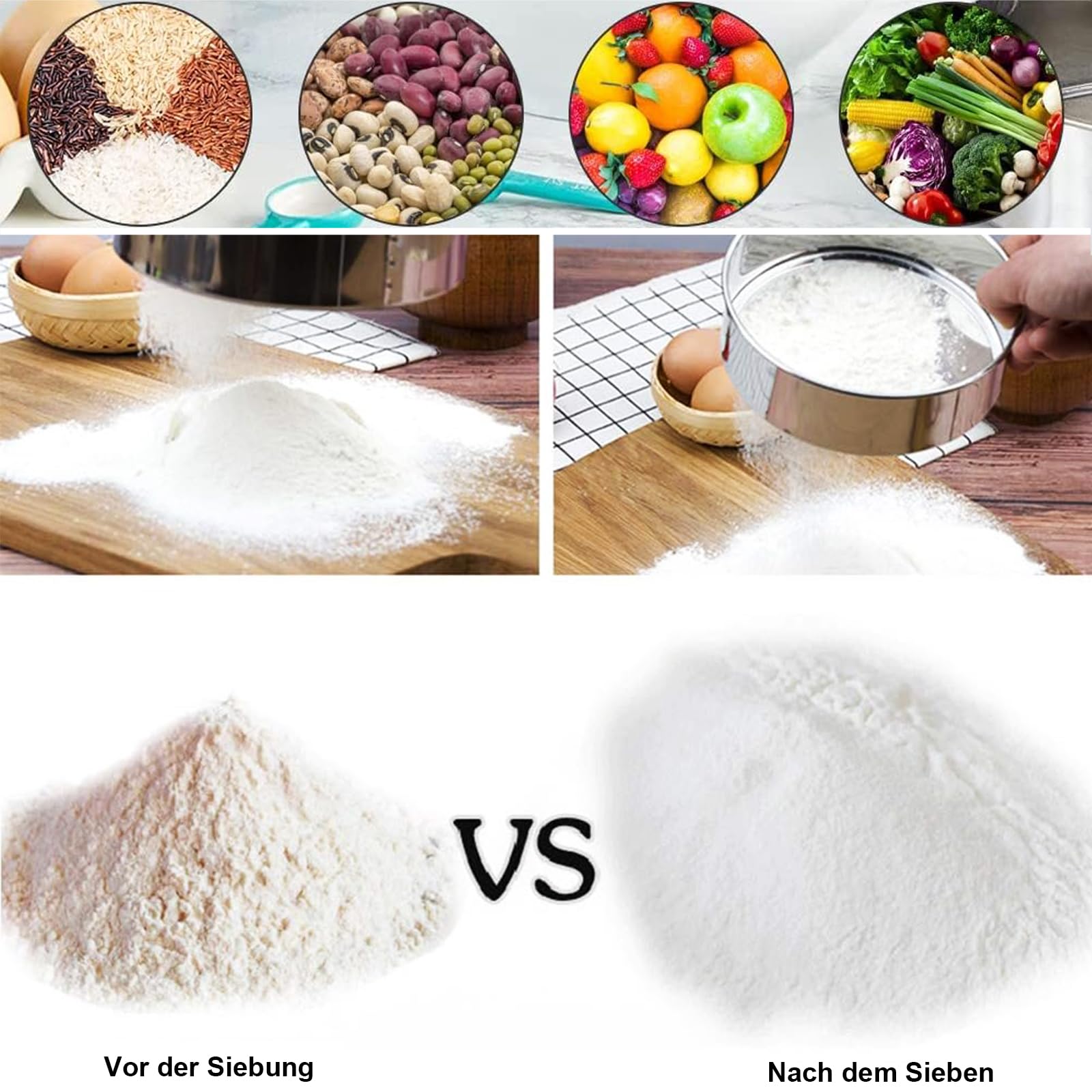 Yitobici Edelstahl Mehlsieb Set - 2 Stück 15cm & 20cm Aus 304 Edelstahl Für Feines Sieben