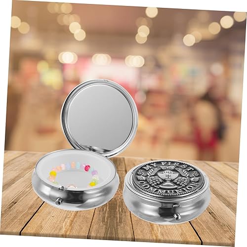 Miniatura 2 de BESPORTBLE Caja de recuerdo católico, caja de regalo de rosario, caja de metal, rosario sagrado rosario, collar de aleación de zinc, caja de