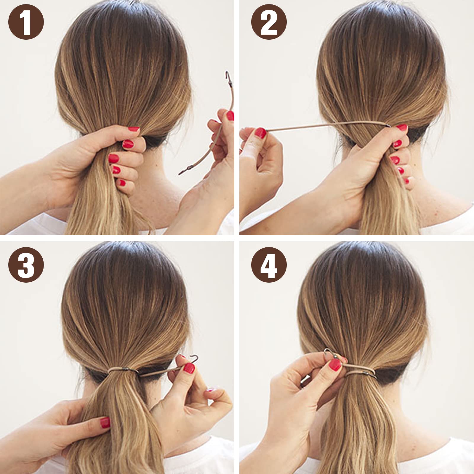VEGCOO 24 Piezas Gomas de Pelo Ganchos Elástica, Gomas Pelo Ajustables Ganchos Pelo Coleteros Pelo Mujer
