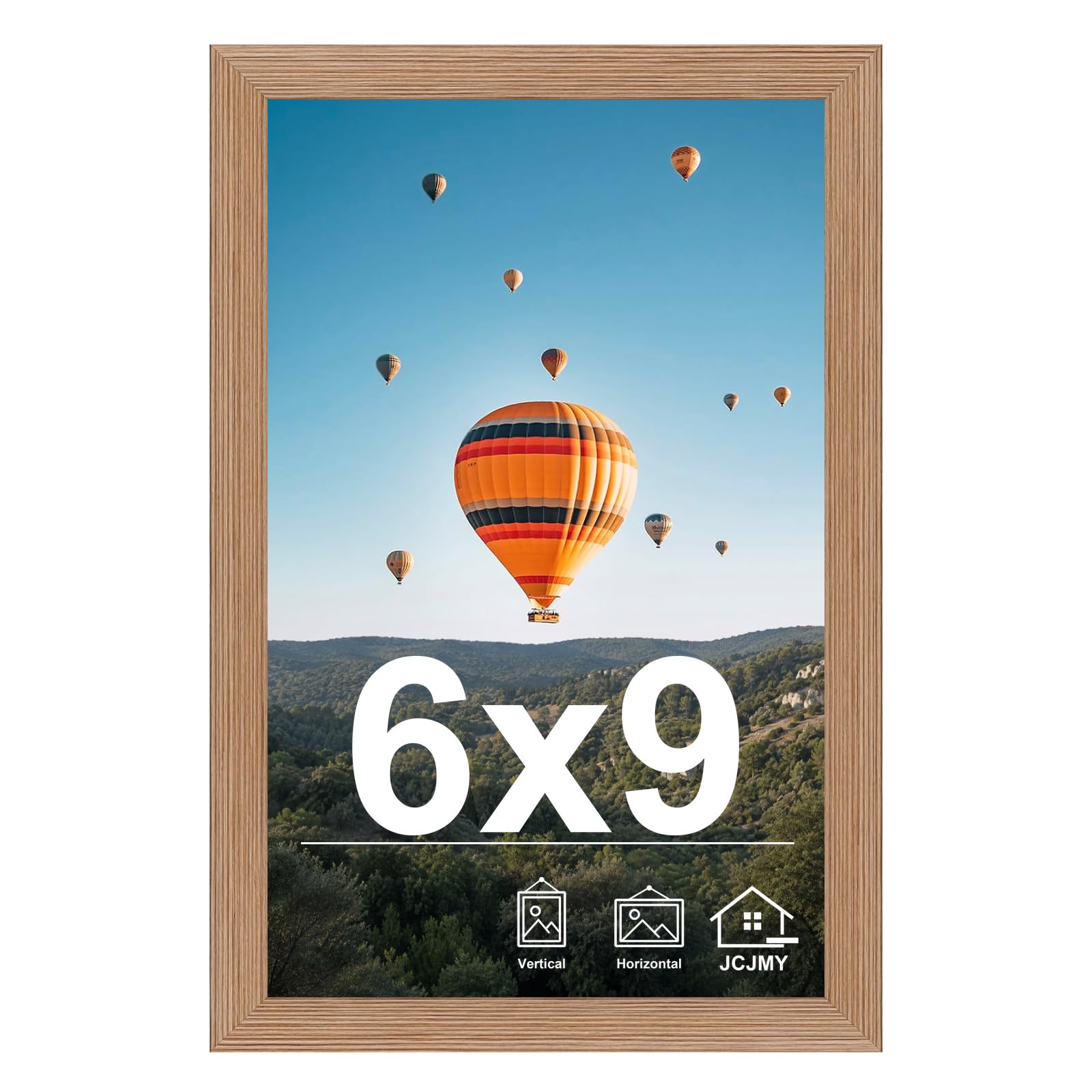 JCJMY 6x9 Picture Frame Brown for Wall Hanging or Tabletop- Wall Mounting Horizontally or Vertically, 6 x 9 Wall Gallery Poster Photo Frame for 6 by 9 Photos, Rustic Brown