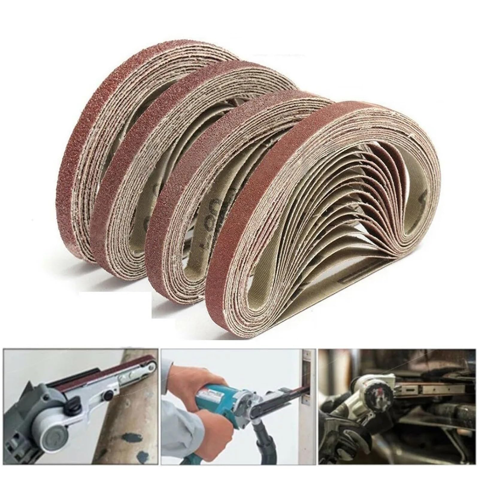 Papier ścierny, pas ścierny, 50 szt./zestaw pasów ściernych, taśmy ścierne do szlifierek 10x330 mm, pilniki, szlifierki, szlifierki taśmowe, narzędzia ścierne, drewno, miękki metal, polerowanie(50pcs
