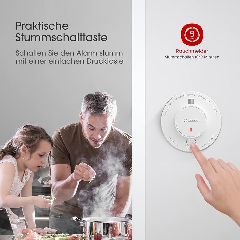 X-Sense Füstérzékelő 10 Éves Elemmel - 5 db-os Csomag, TÜV és EN14604 Tanúsított Tűzjelző, Fotoelektromos Érzékelővel, 85dB Riasztás