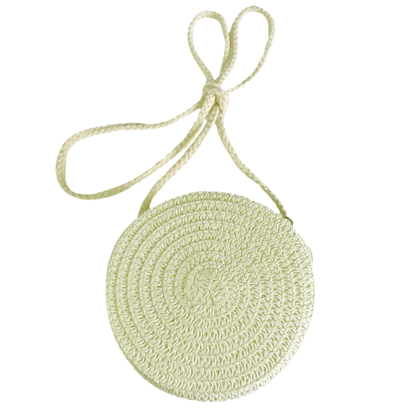Jamron Artesanal Redondo Bolso de Paja Bolso Cruzado Bandolera Bohemio Bolsa de Playa con Cremallera