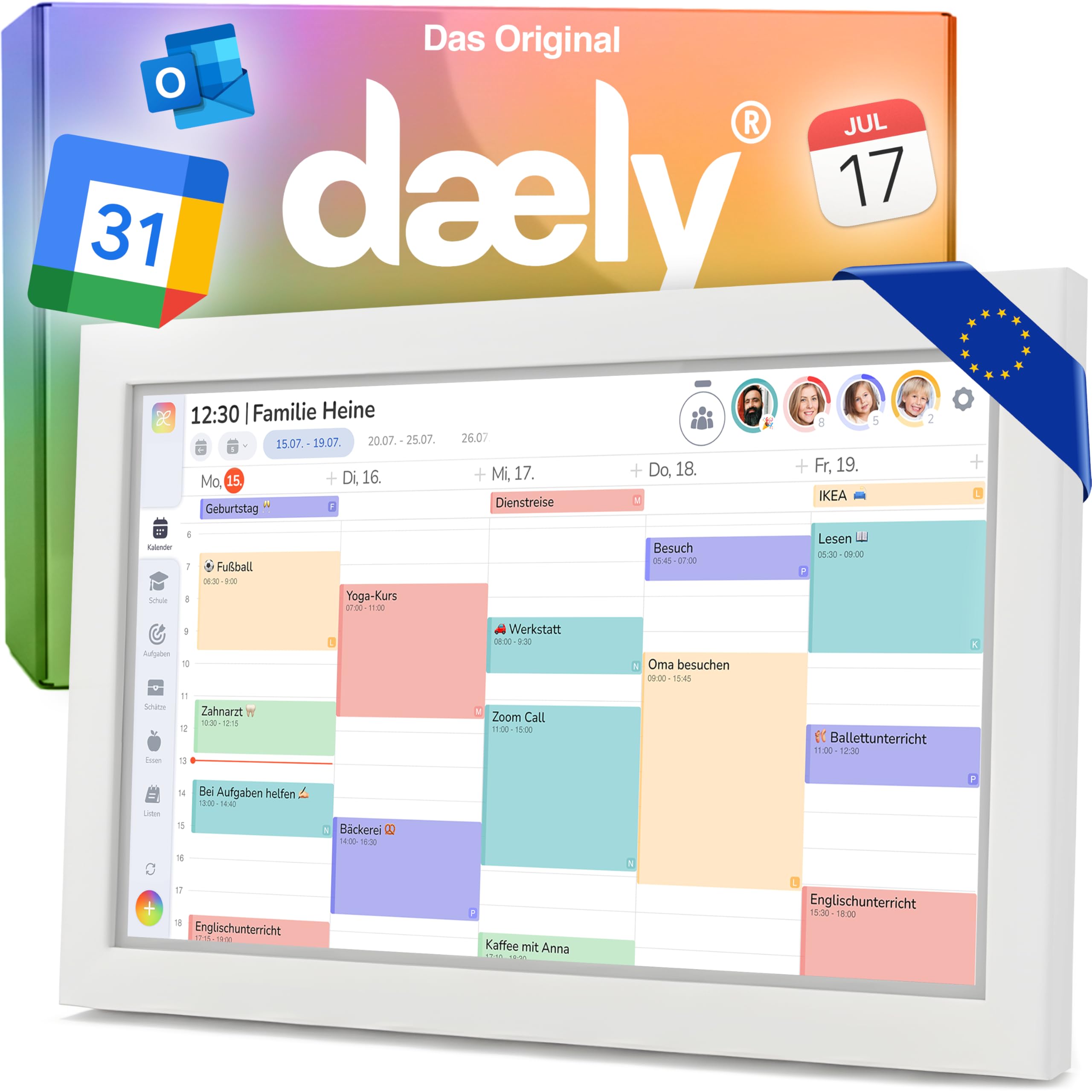 Daely® Calendar - Digitaler Kalender 15.6" - Digitaler Wandkalender Touchscreen Full HD - Familienplaner, Elektronischer Wandkalender, Wochenplaner, Monatsplaner & Belohnungstafel, Wi-Fi