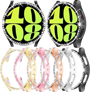 [5-Pack] Wugongyan Case Compatible with Samsung Galaxy Watch 6 40mm 44mm Bling Diamond Case Hard PC Protective Cover Bumper Women Girls Smartwatch Accessories for Galaxy Watch 6 40mm