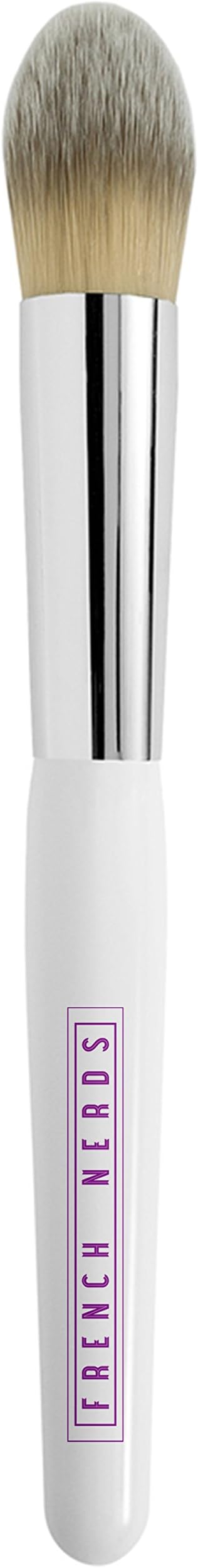 3 in 1 Foundation Makeup Brush - Flat, Angled & Tip Make Up Applicator - Easy Precision Control - Soft Goat Hair Bristles with Wooden Handle - French Nerds