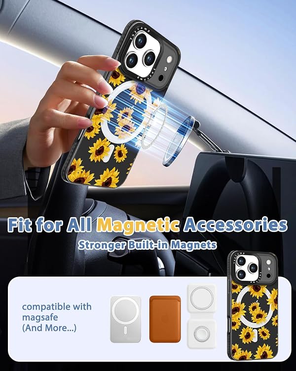 Toycamp for iPhone 17 Pro Max Clear Case - Compatible with Magsafe for Women Girls Cute Design 360° Magnetic Ring Holder Stand Kickstand Girly Sunflower Pretty Funny TPU Aesthetic Phone Cover by Toycamp - Used condition - Image 4