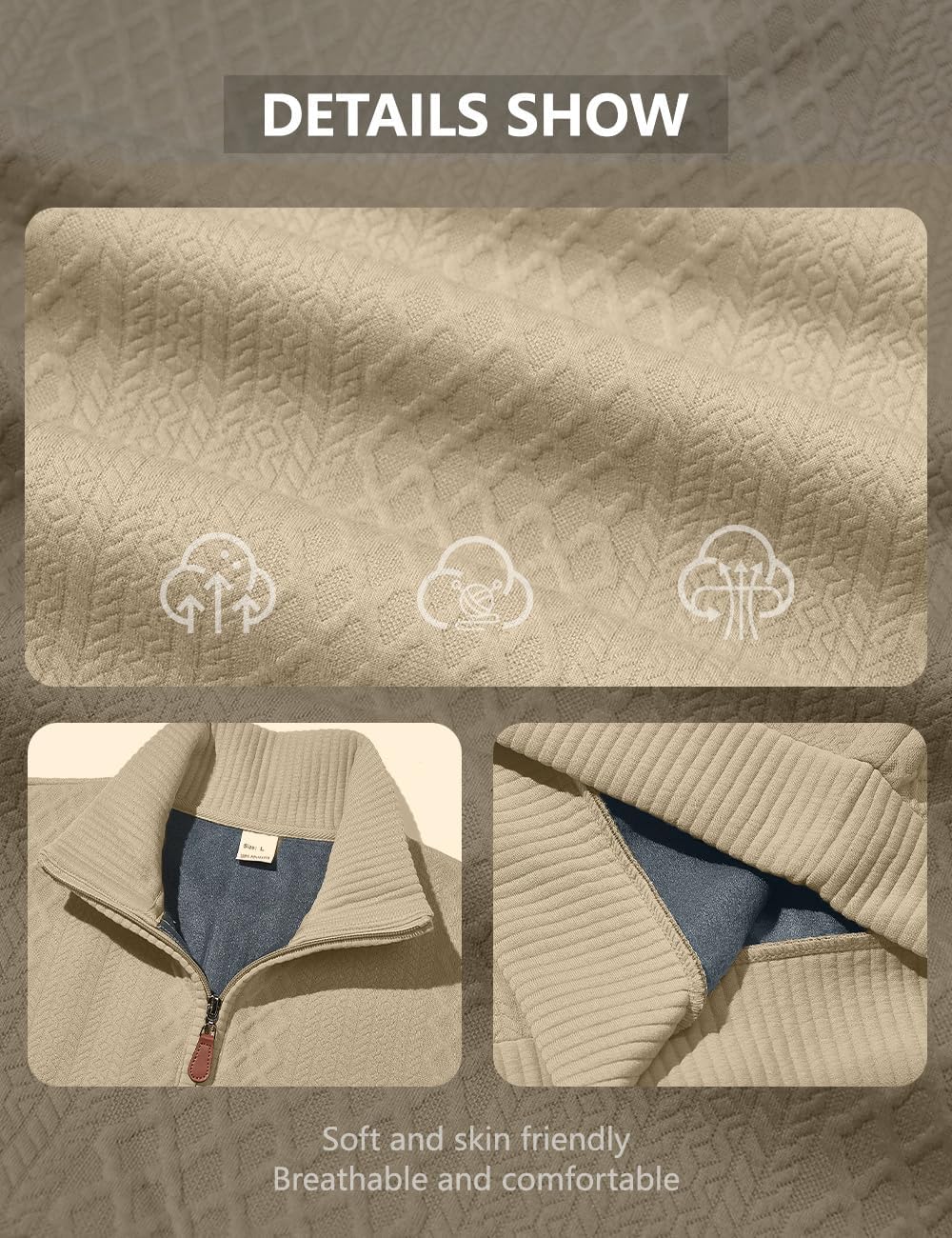 Men's Quarter Zip Sweatshirt Pullover Sweater Casual Long Sleeve Stand Collar Quarter Sweaters - Image 6